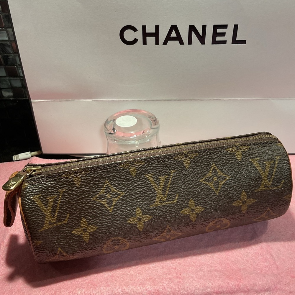 Louis Vuitton Monogram Brown Cylinder Cosmetic Case
